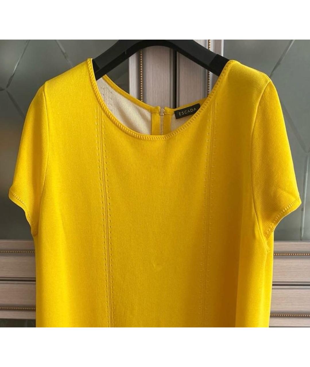 ESCADA Желтое вискозное повседневное платье, фото 6