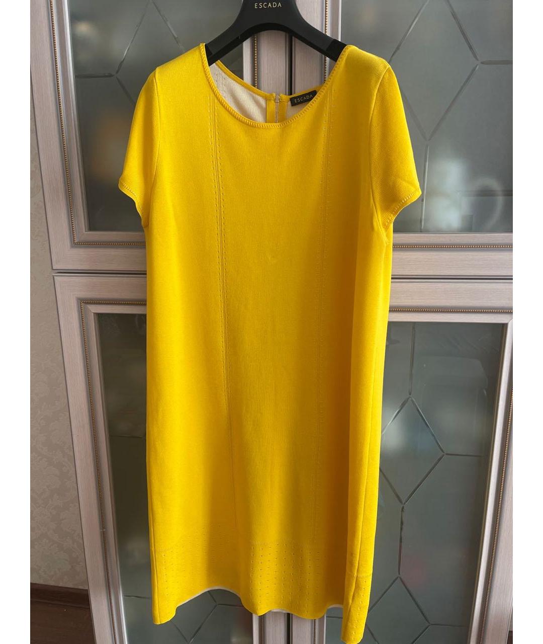 ESCADA Желтое вискозное повседневное платье, фото 7