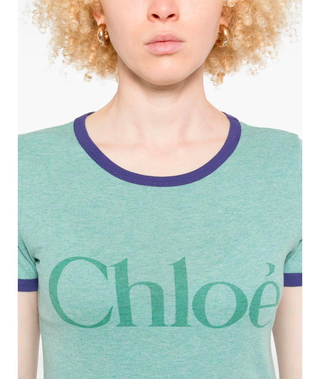 CHLOE Зеленая хлопковая футболка, фото 5