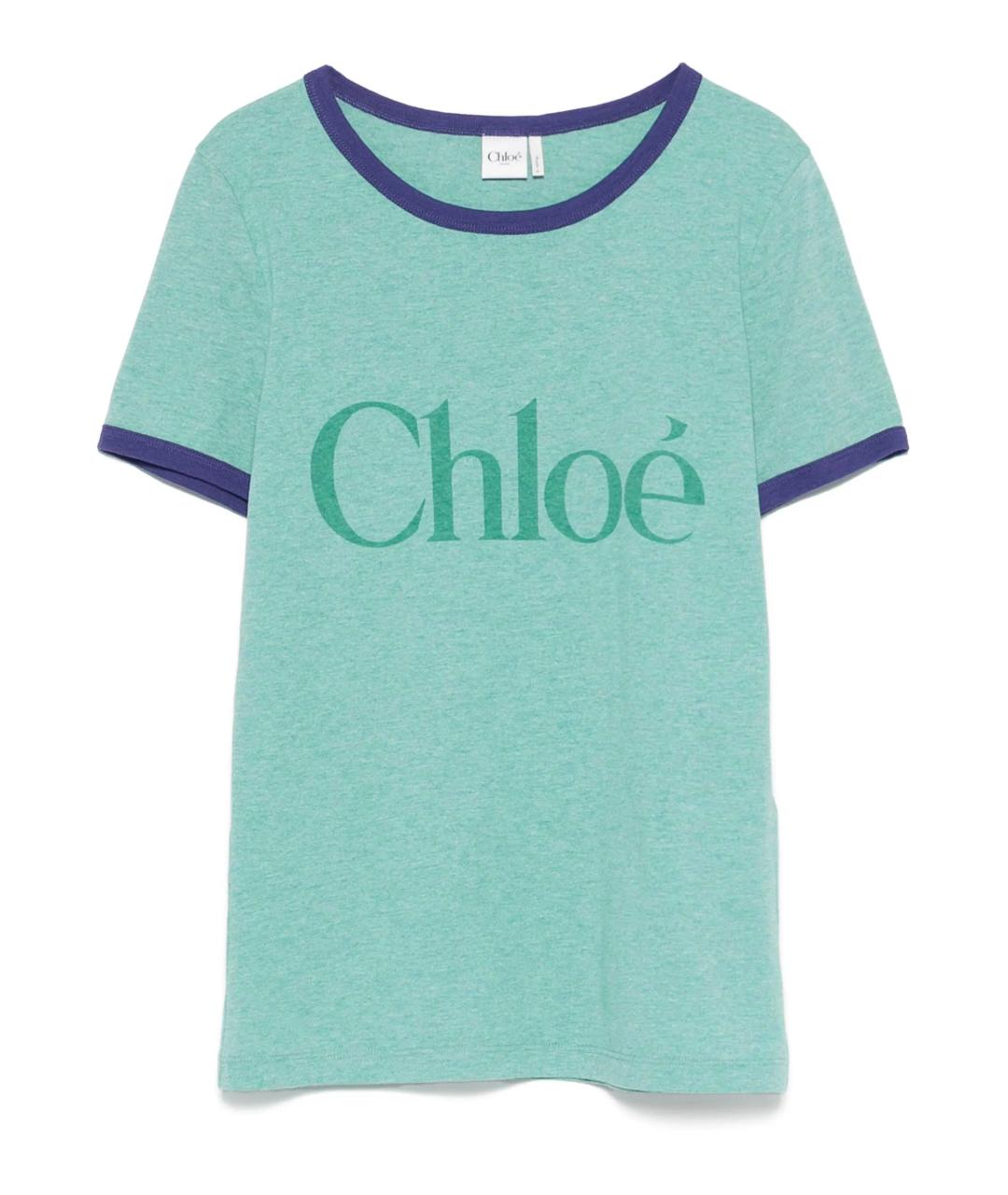 CHLOE Зеленая хлопковая футболка, фото 1