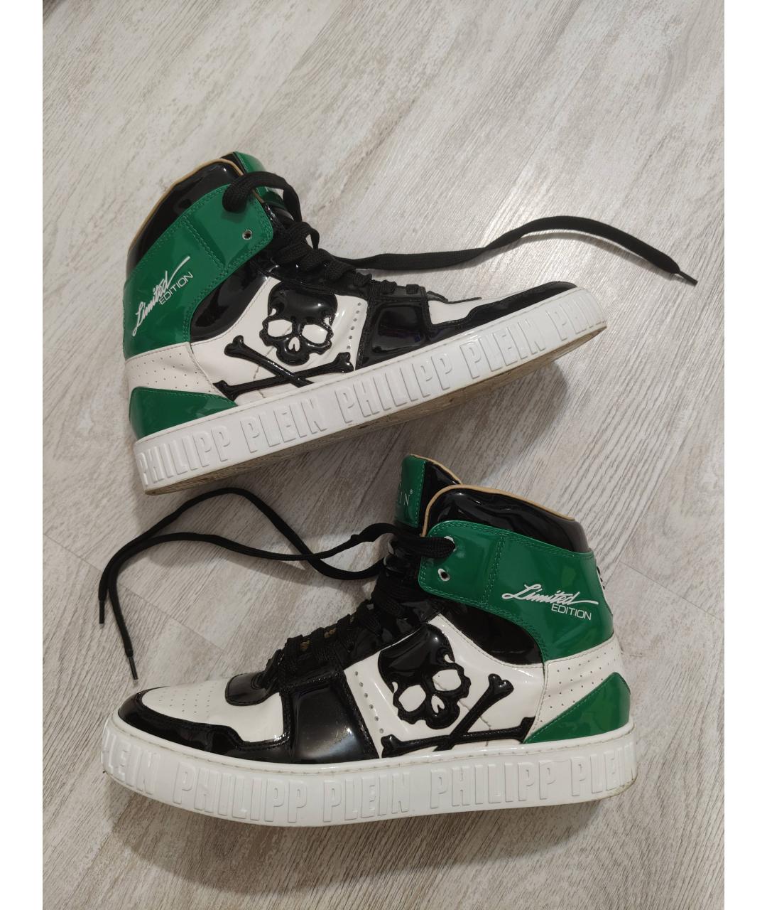 PHILIPP PLEIN Мульти высокие кроссовки / кеды из лакированной кожи, фото 10