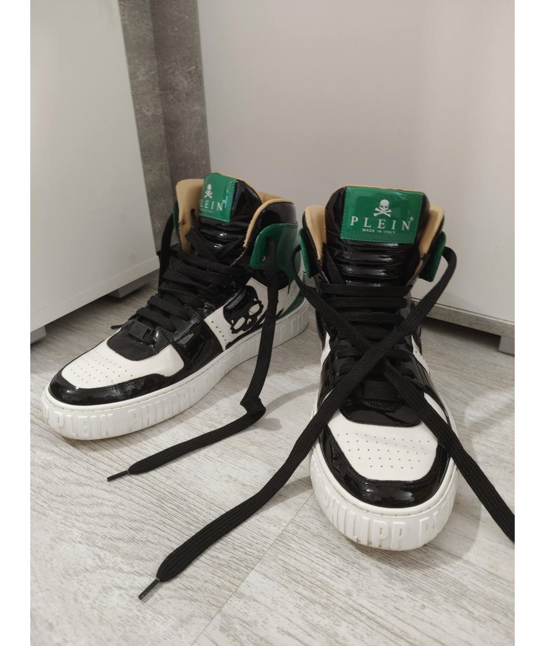 PHILIPP PLEIN Мульти высокие кроссовки / кеды из лакированной кожи, фото 2