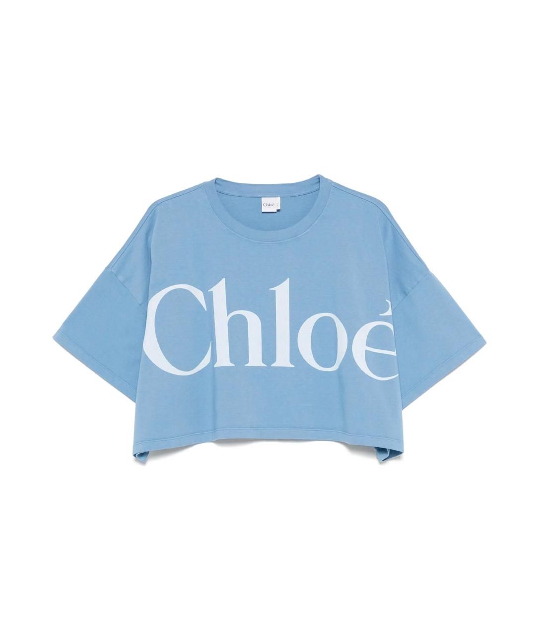 CHLOE Голубая хлопковая футболка, фото 1