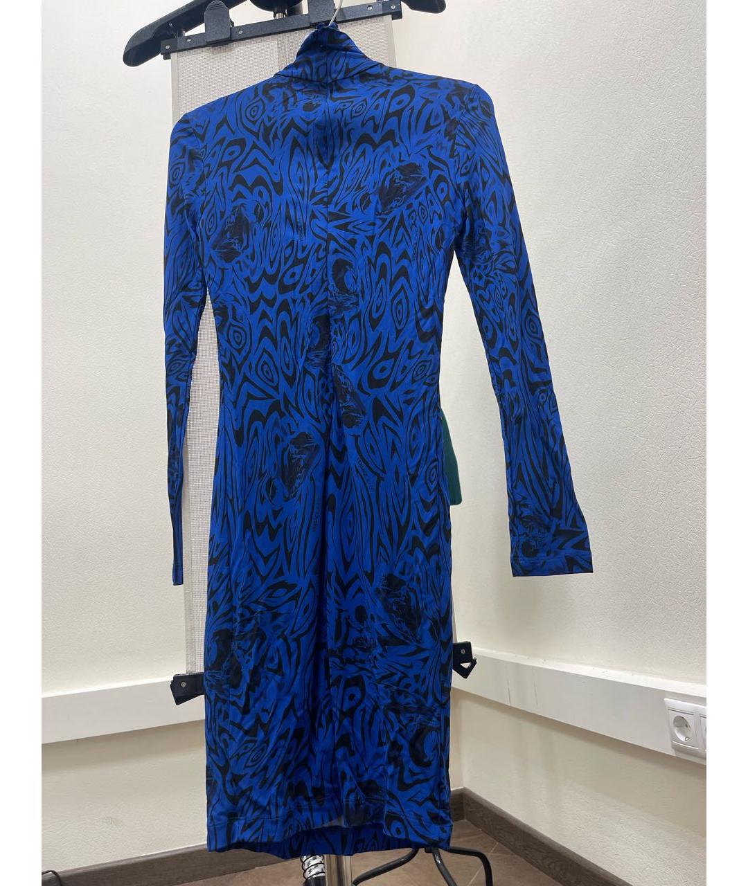 VERSACE JEANS COUTURE Синее хлопко-эластановое коктейльное платье, фото 2