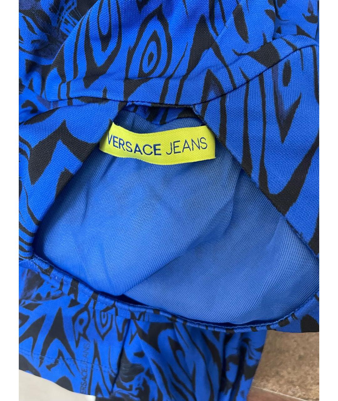 VERSACE JEANS COUTURE Синее хлопко-эластановое коктейльное платье, фото 4