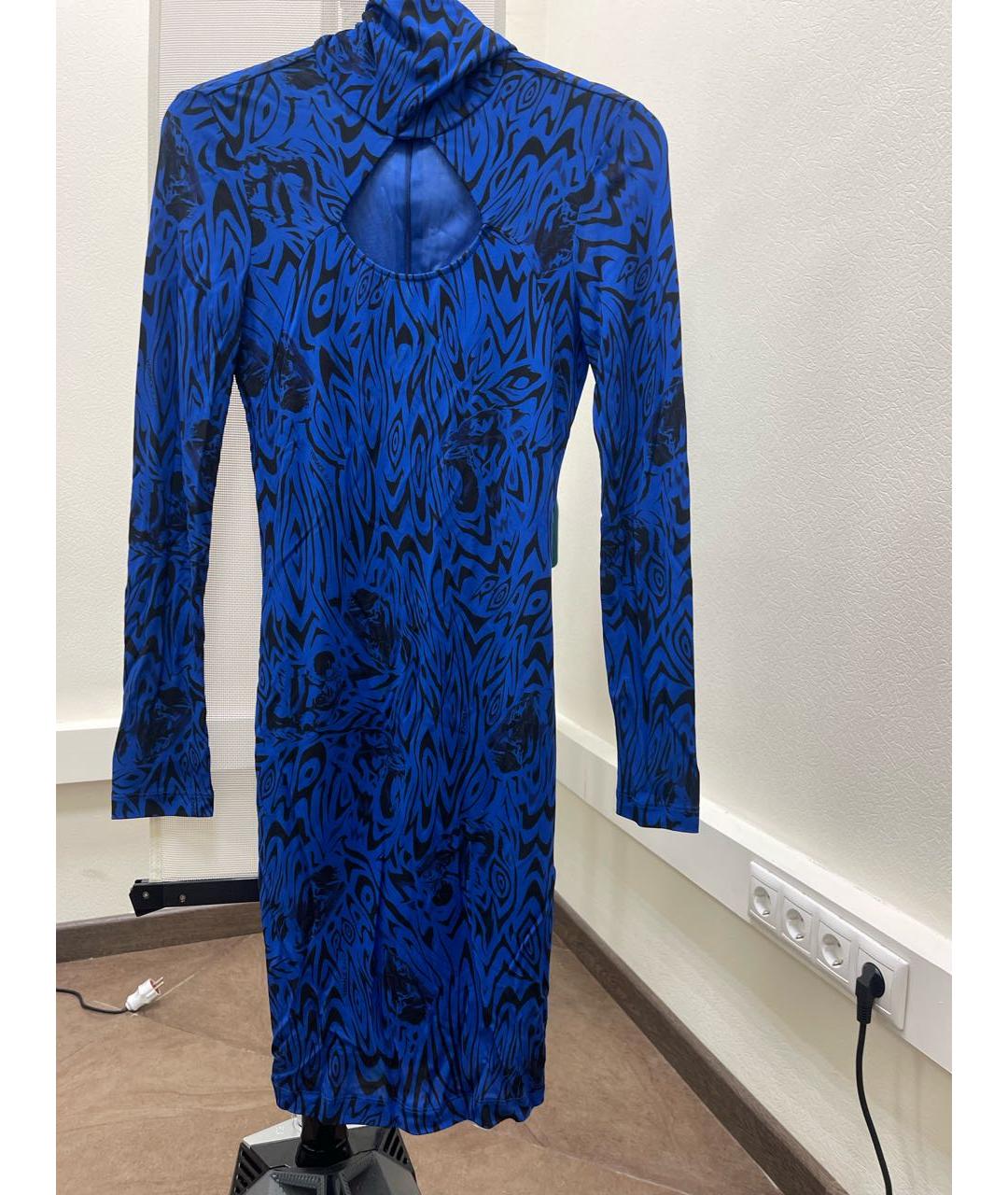 VERSACE JEANS COUTURE Синее хлопко-эластановое коктейльное платье, фото 8