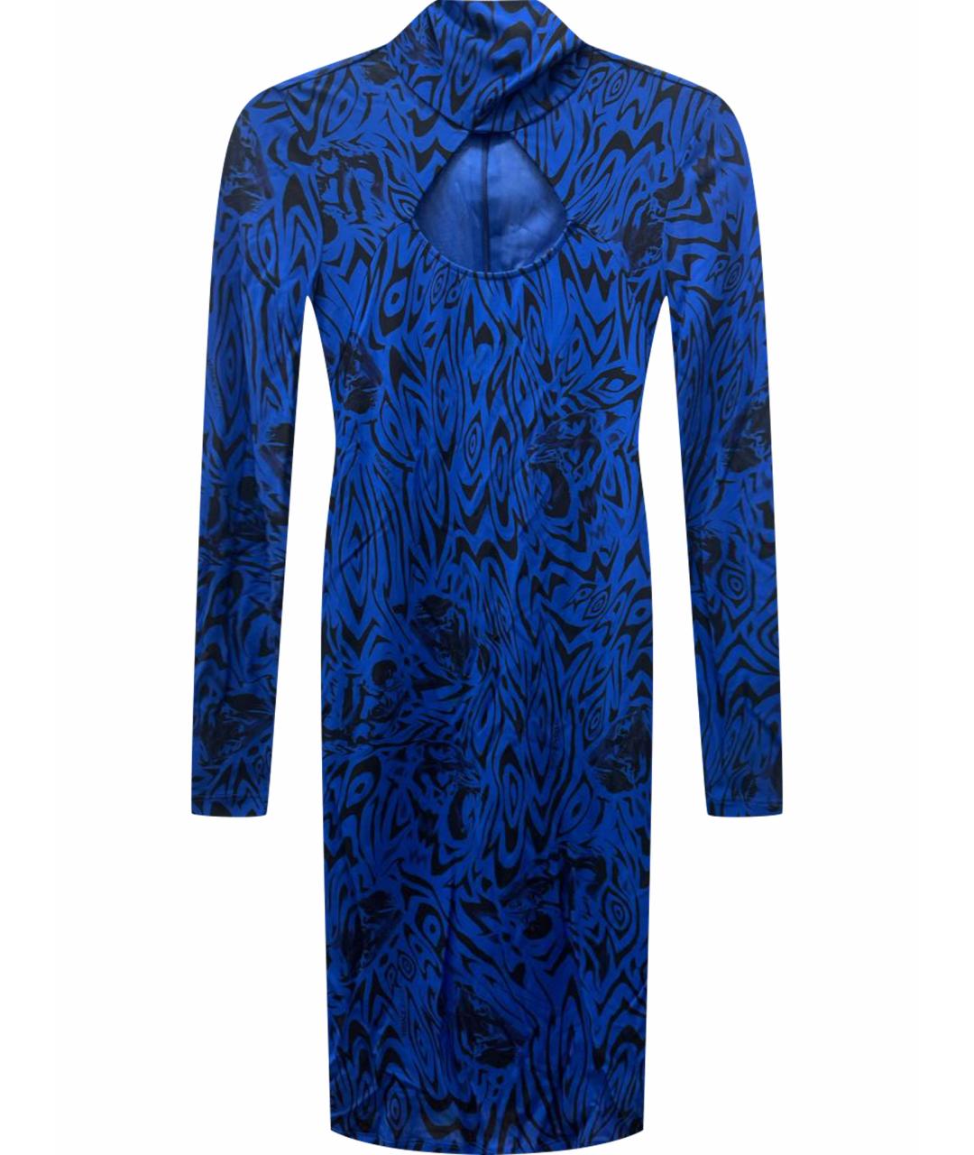 VERSACE JEANS COUTURE Синее хлопко-эластановое коктейльное платье, фото 1