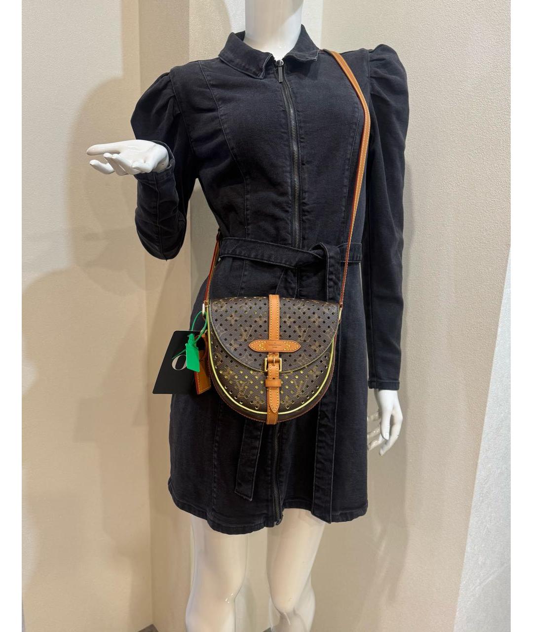 LOUIS VUITTON Коричневая кожаная сумка через плечо, фото 5