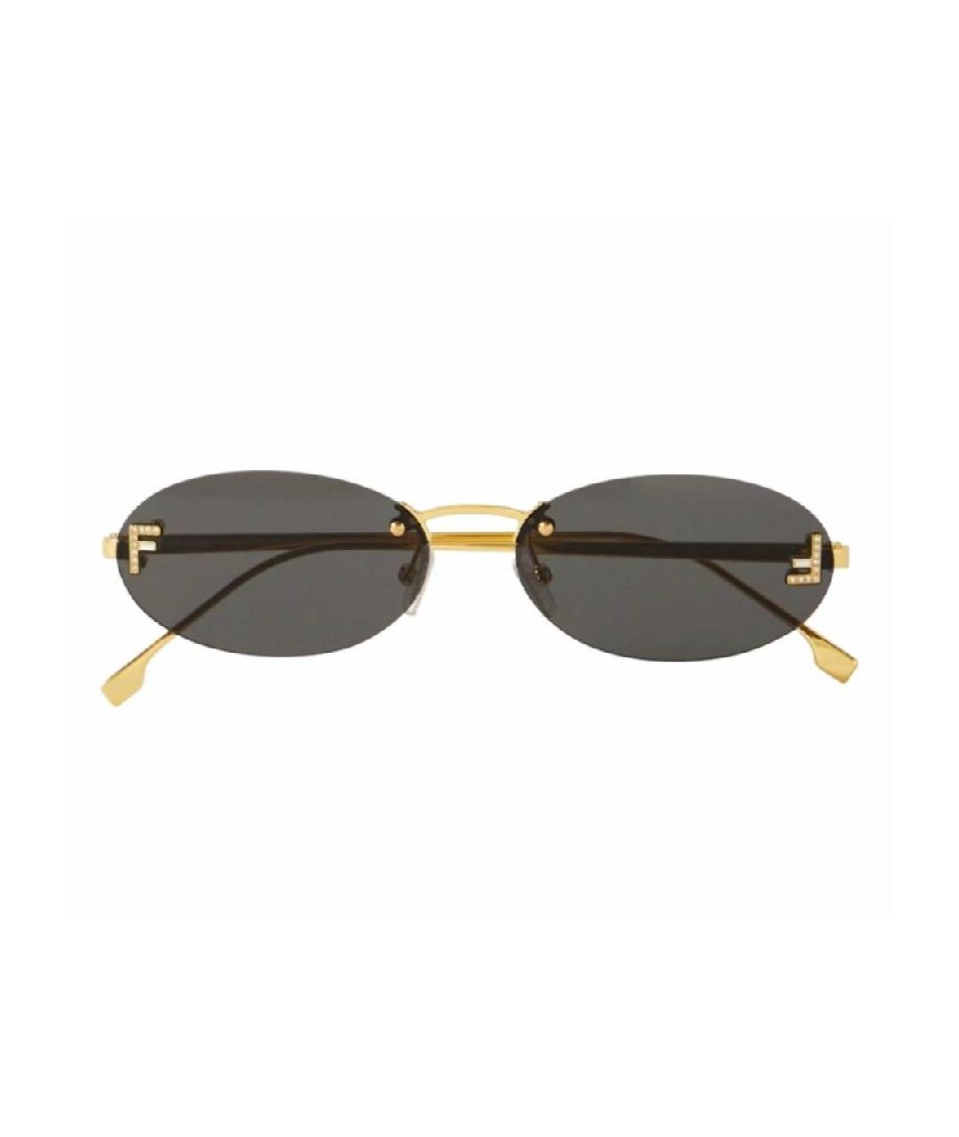 FENDI Золотые металлические солнцезащитные очки, фото 3