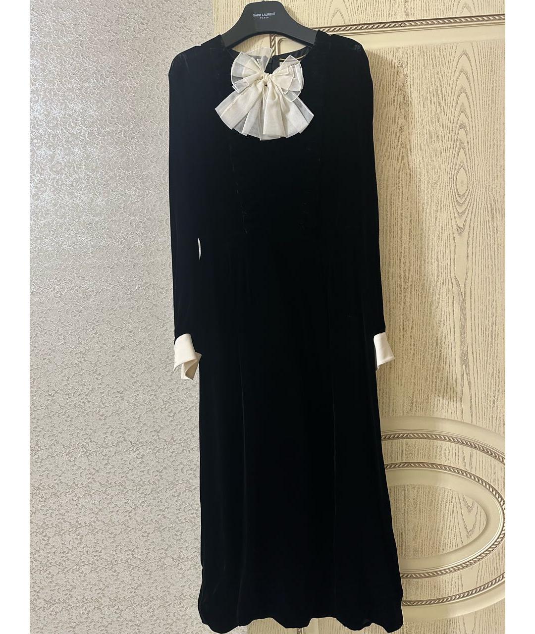 SAINT LAURENT Черное бархатное вечернее платье, фото 7