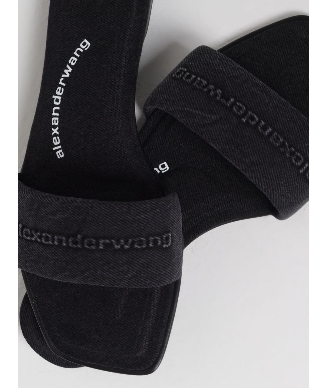 ALEXANDER WANG Антрацитовые текстильные шлепанцы, фото 4