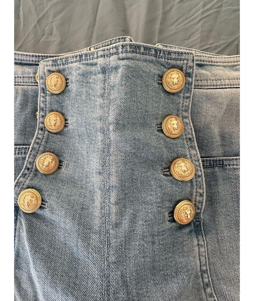 BALMAIN Голубые хлопко-эластановые джинсы слим, фото 4