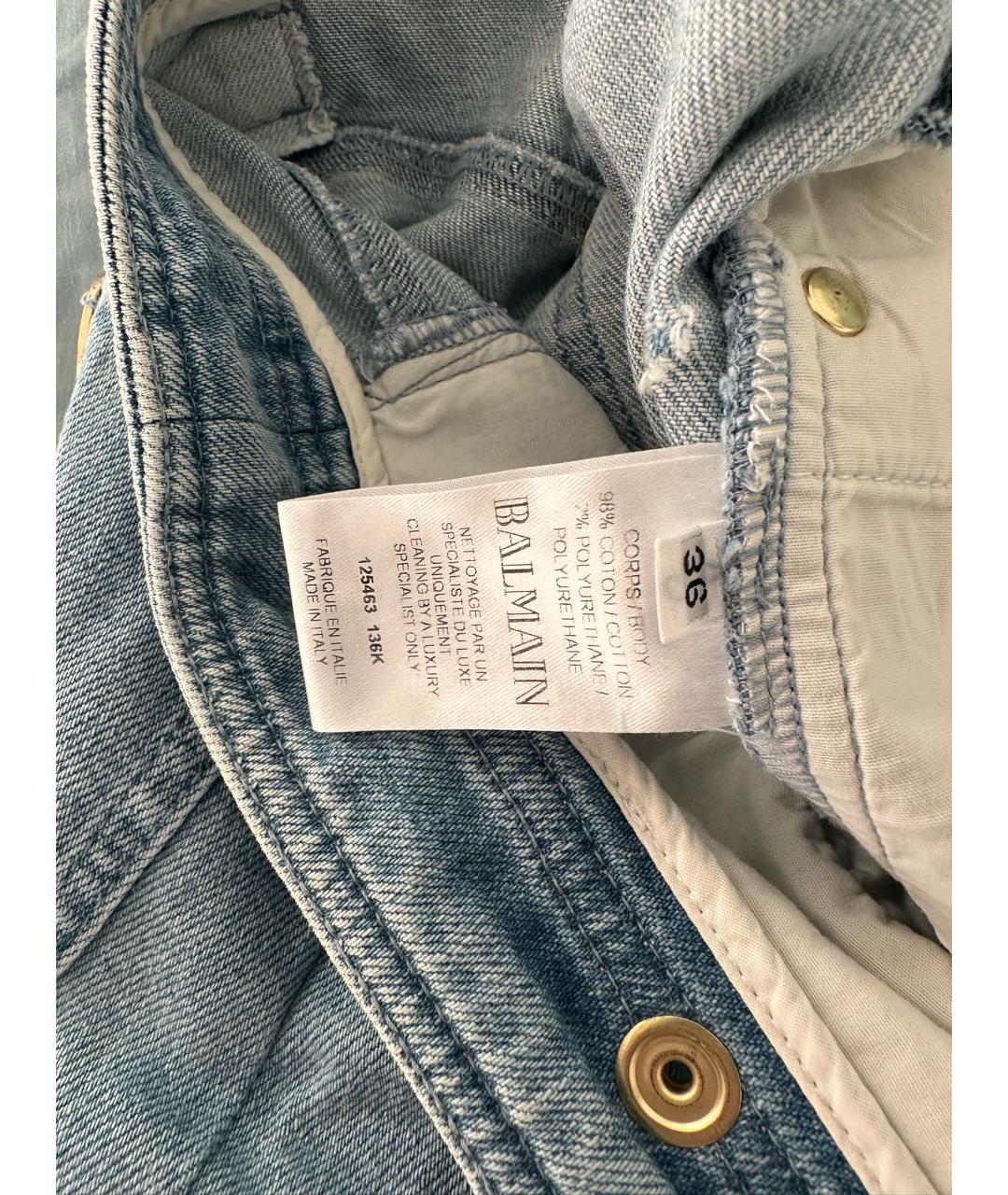 BALMAIN Голубые хлопко-эластановые джинсы слим, фото 7