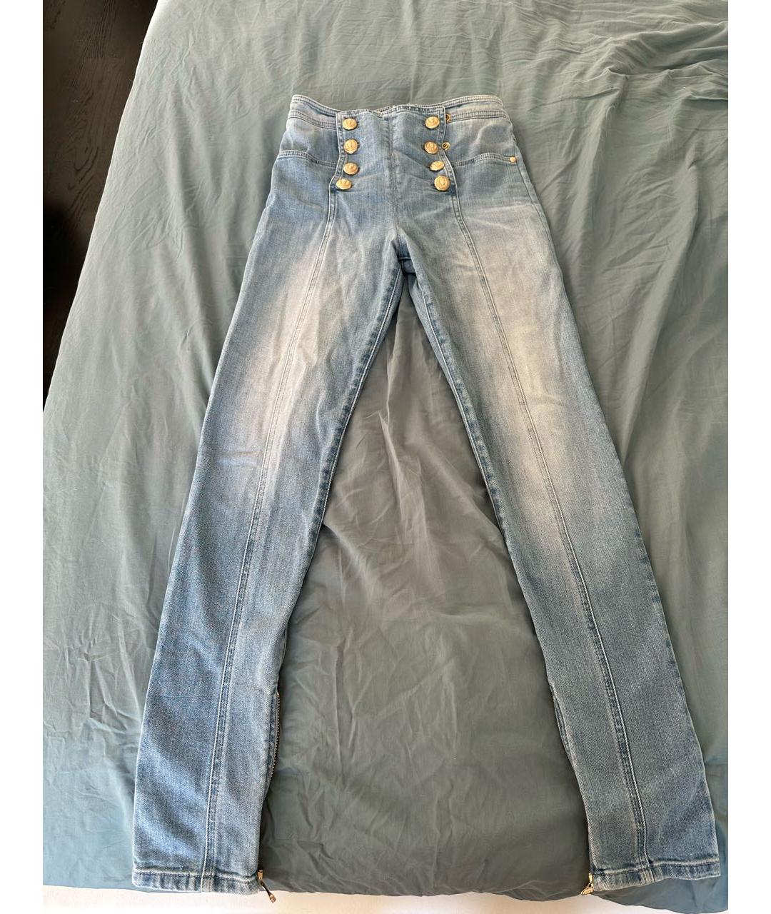 BALMAIN Голубые хлопко-эластановые джинсы слим, фото 8
