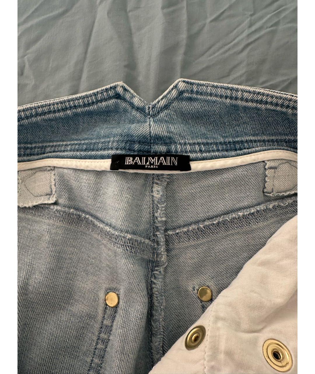 BALMAIN Голубые хлопко-эластановые джинсы слим, фото 3
