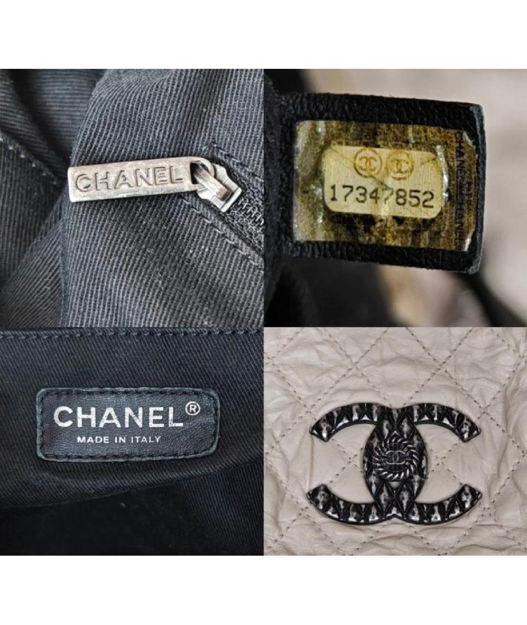 CHANEL Бежевая кожаная сумка с короткими ручками, фото 6