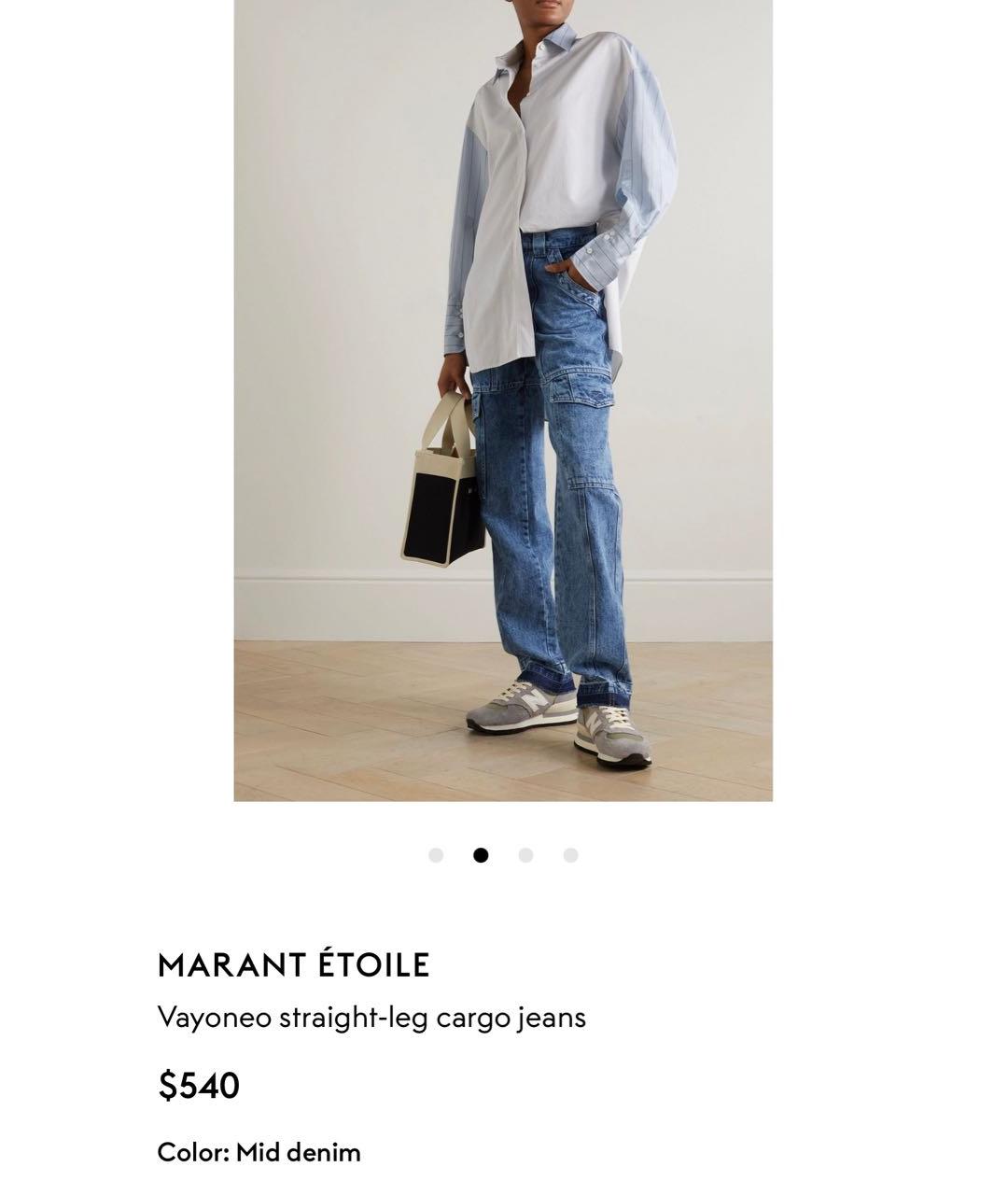ISABEL MARANT ETOILE Синие хлопковые прямые джинсы, фото 8
