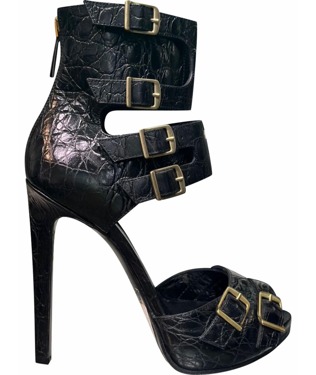 EMILIO PUCCI Черные кожаные босоножки, фото 1