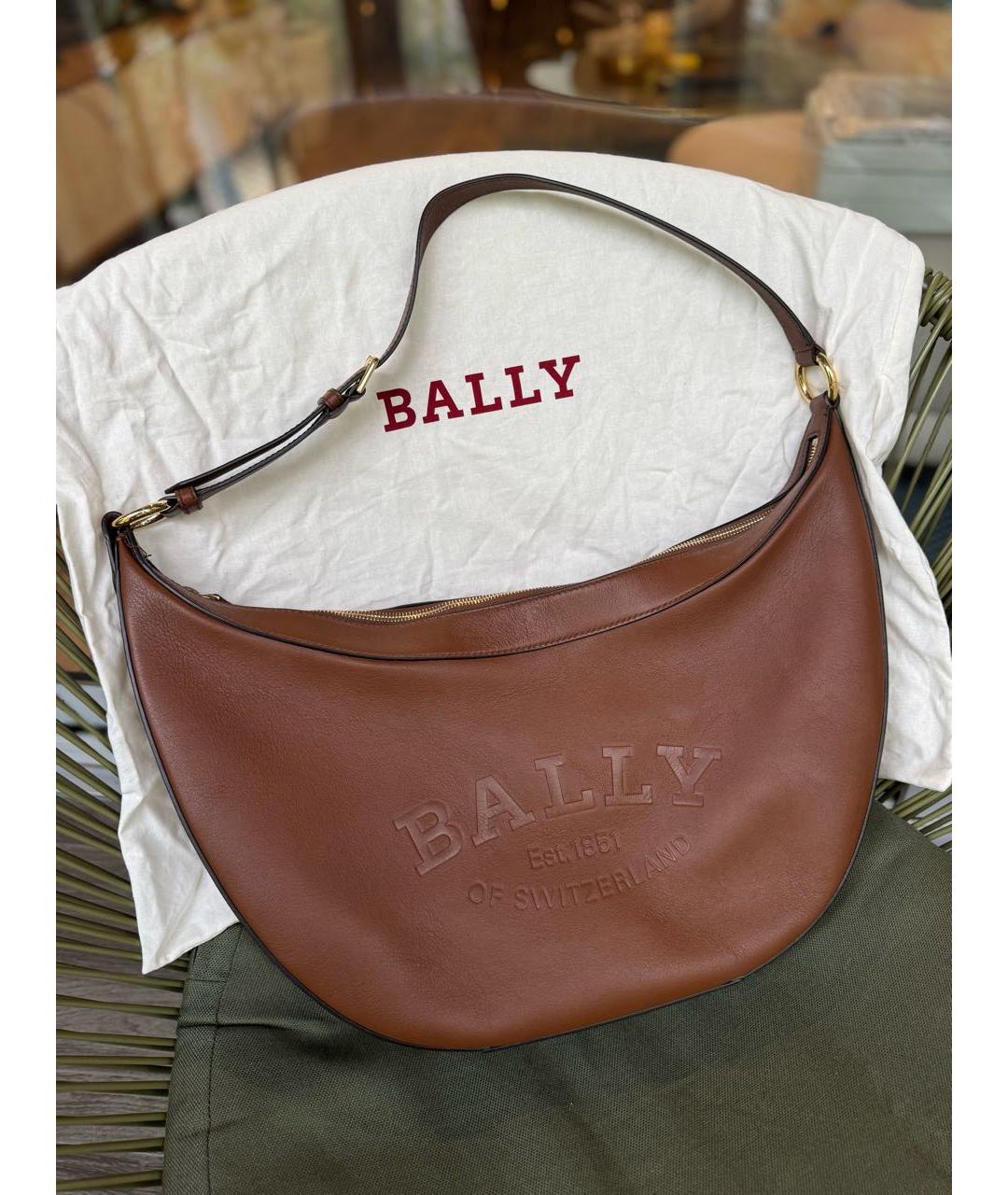 BALLY Коричневая кожаная сумка через плечо, фото 5