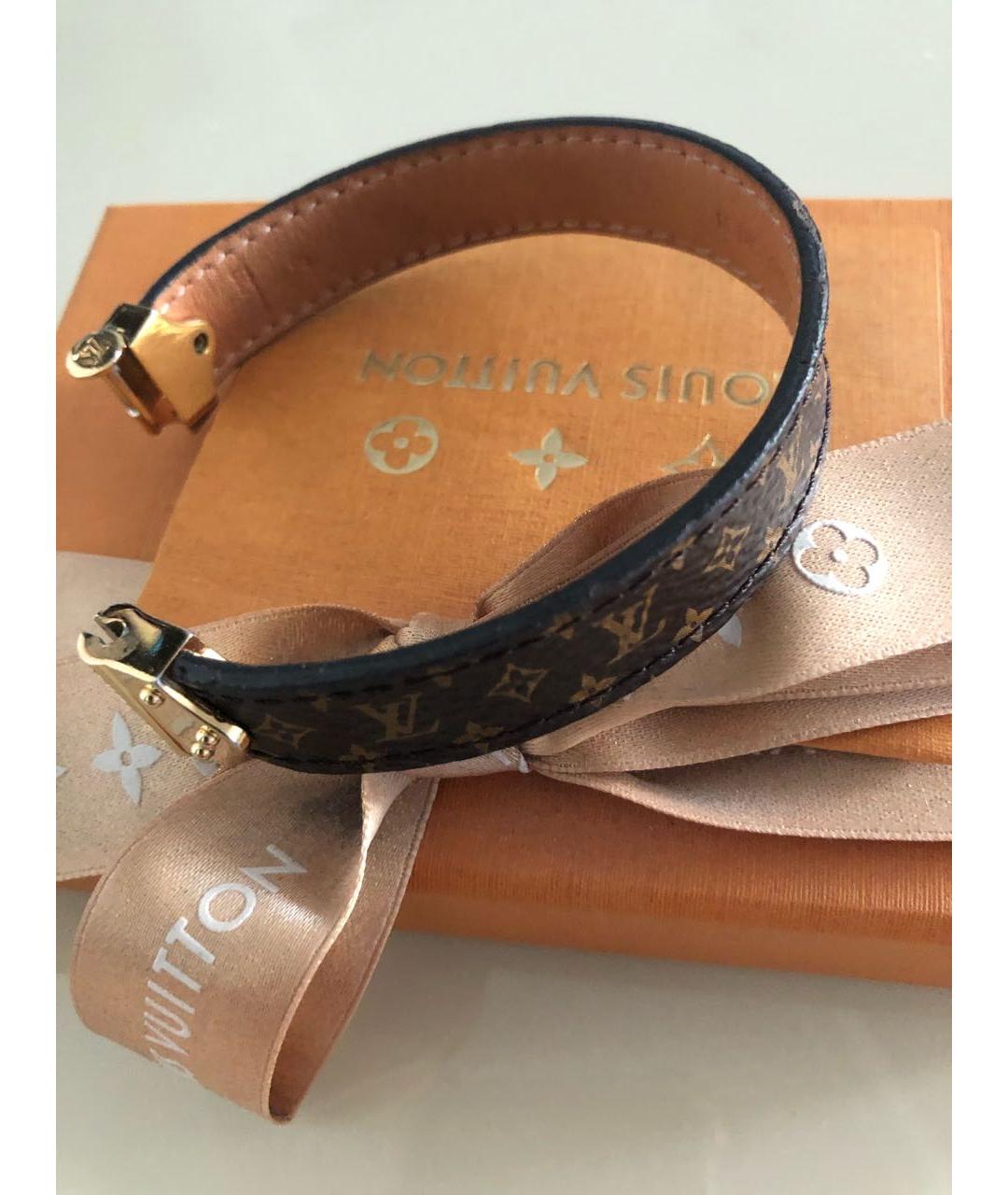LOUIS VUITTON Коричневый кожаный браслет, фото 3