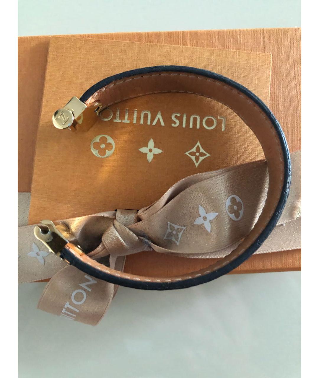 LOUIS VUITTON Коричневый кожаный браслет, фото 4