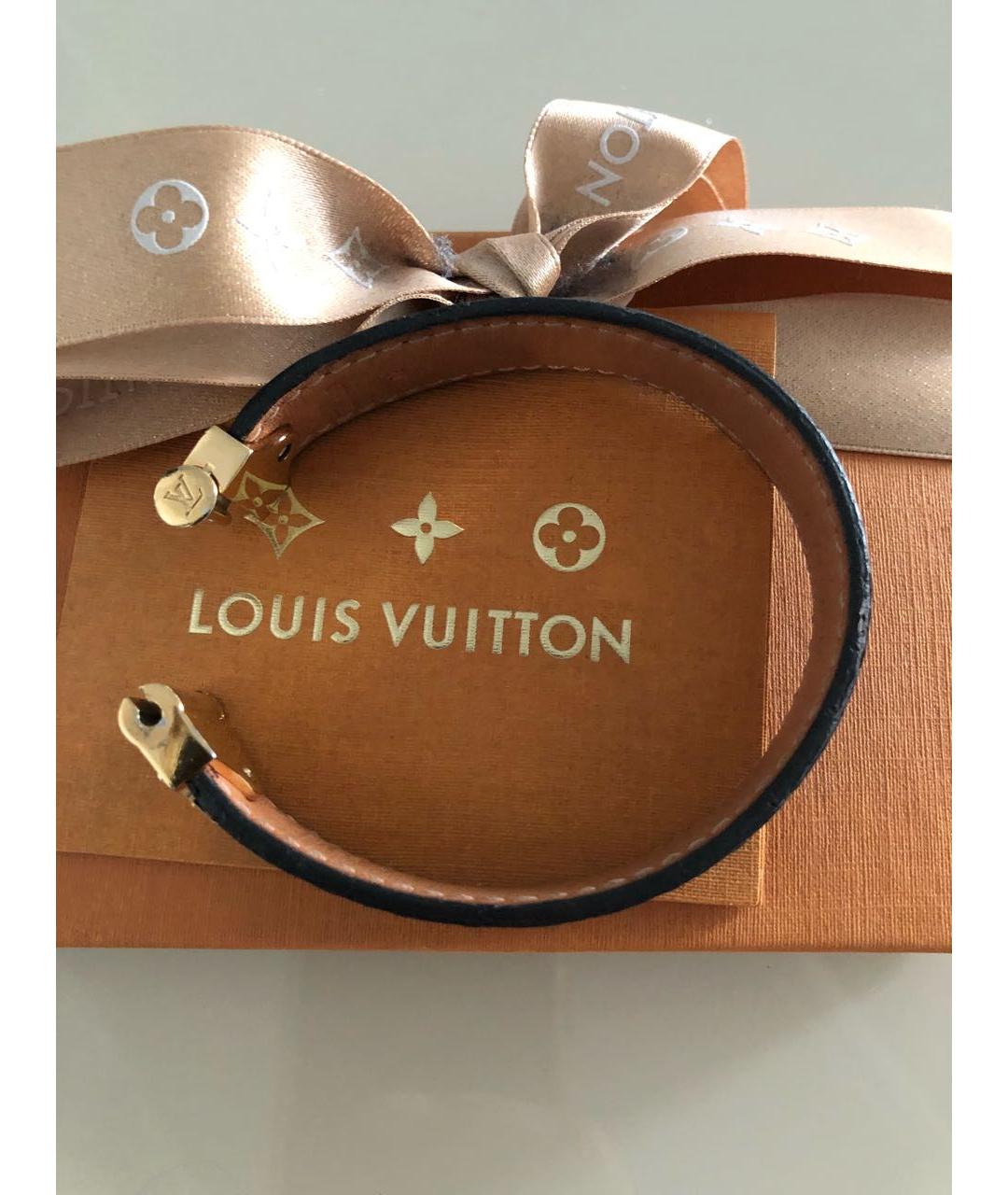 LOUIS VUITTON Коричневый кожаный браслет, фото 2