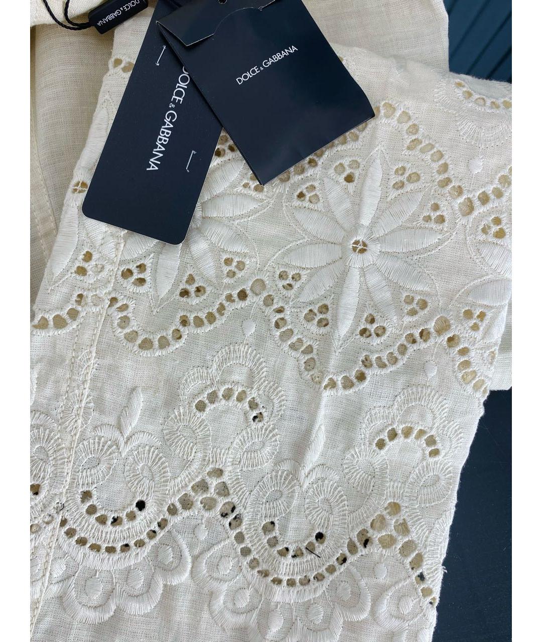 DOLCE&GABBANA Бежевые льняные прямые брюки, фото 4