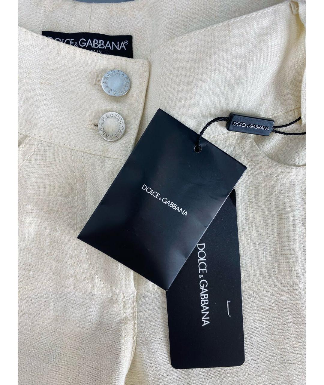 DOLCE&GABBANA Бежевые льняные прямые брюки, фото 8