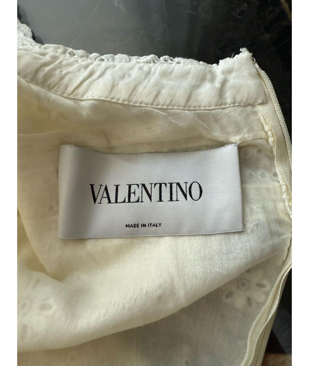 VALENTINO Белое хлопковое повседневное платье, фото 3
