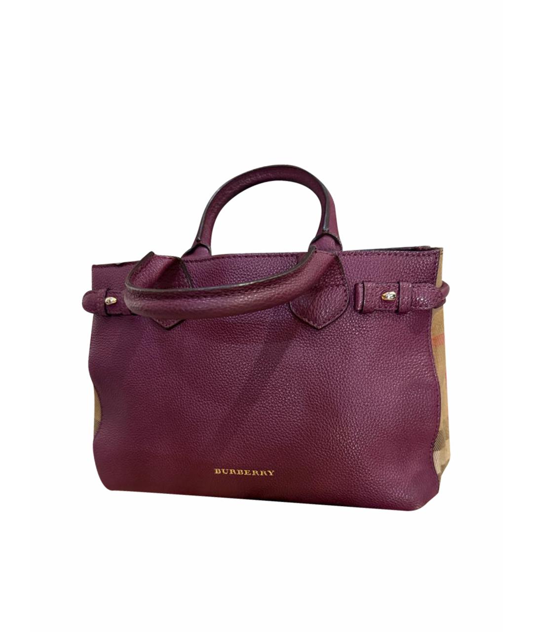 BURBERRY Бордовая кожаная сумка тоут, фото 1