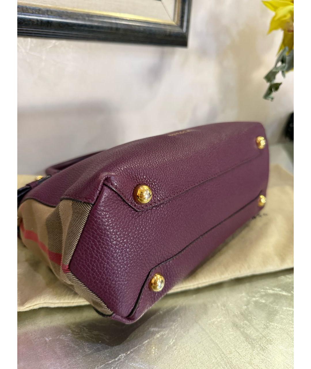 BURBERRY Бордовая кожаная сумка тоут, фото 4