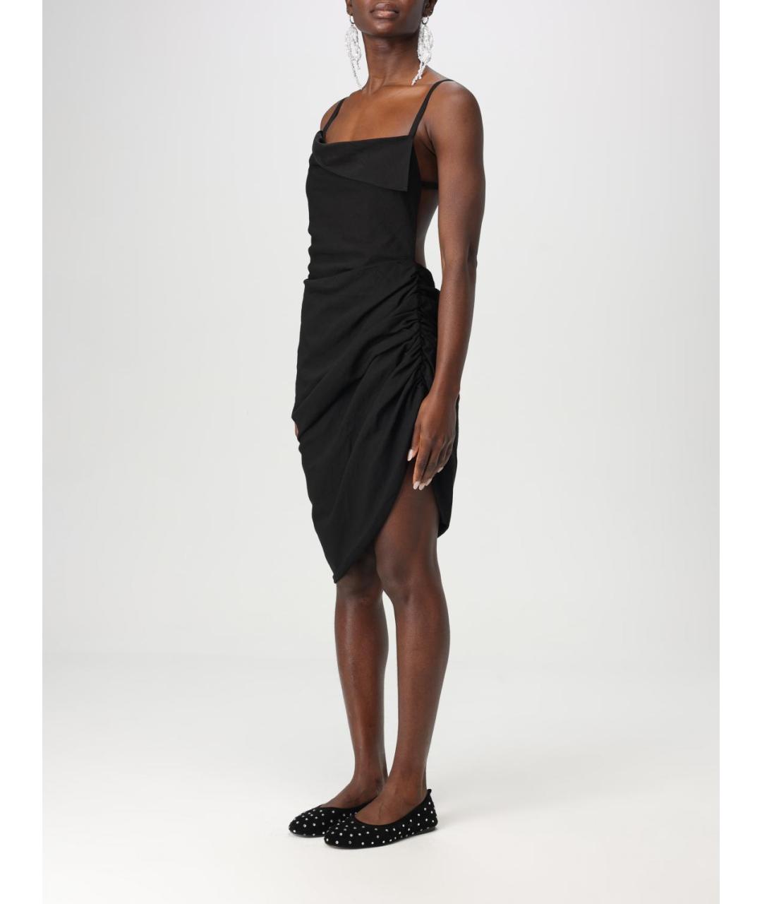 JACQUEMUS Черное хлопковое платье, фото 4