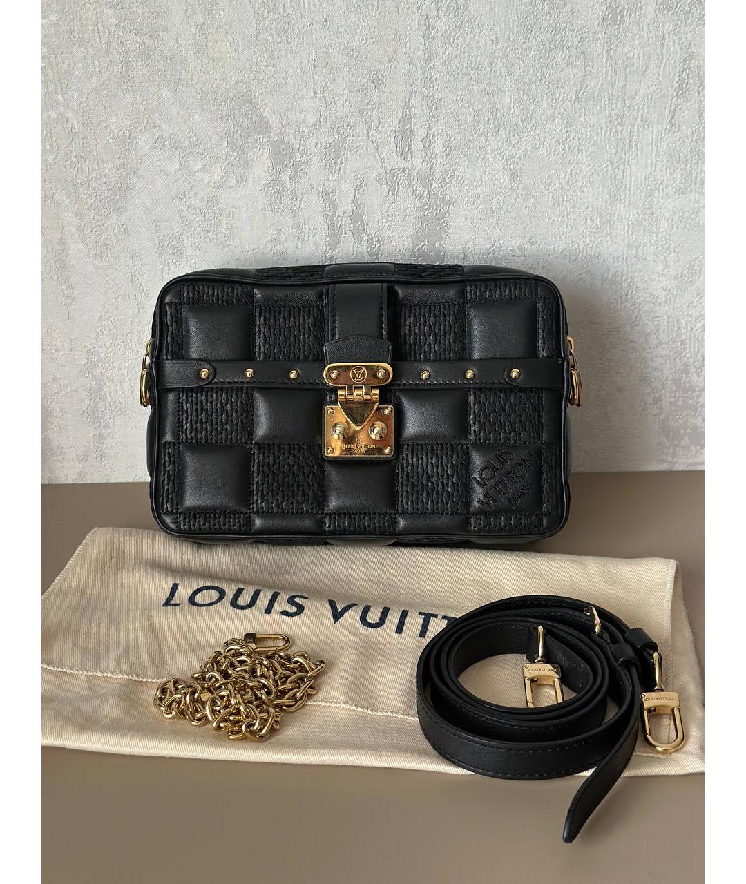 LOUIS VUITTON Черная кожаная сумка через плечо, фото 10