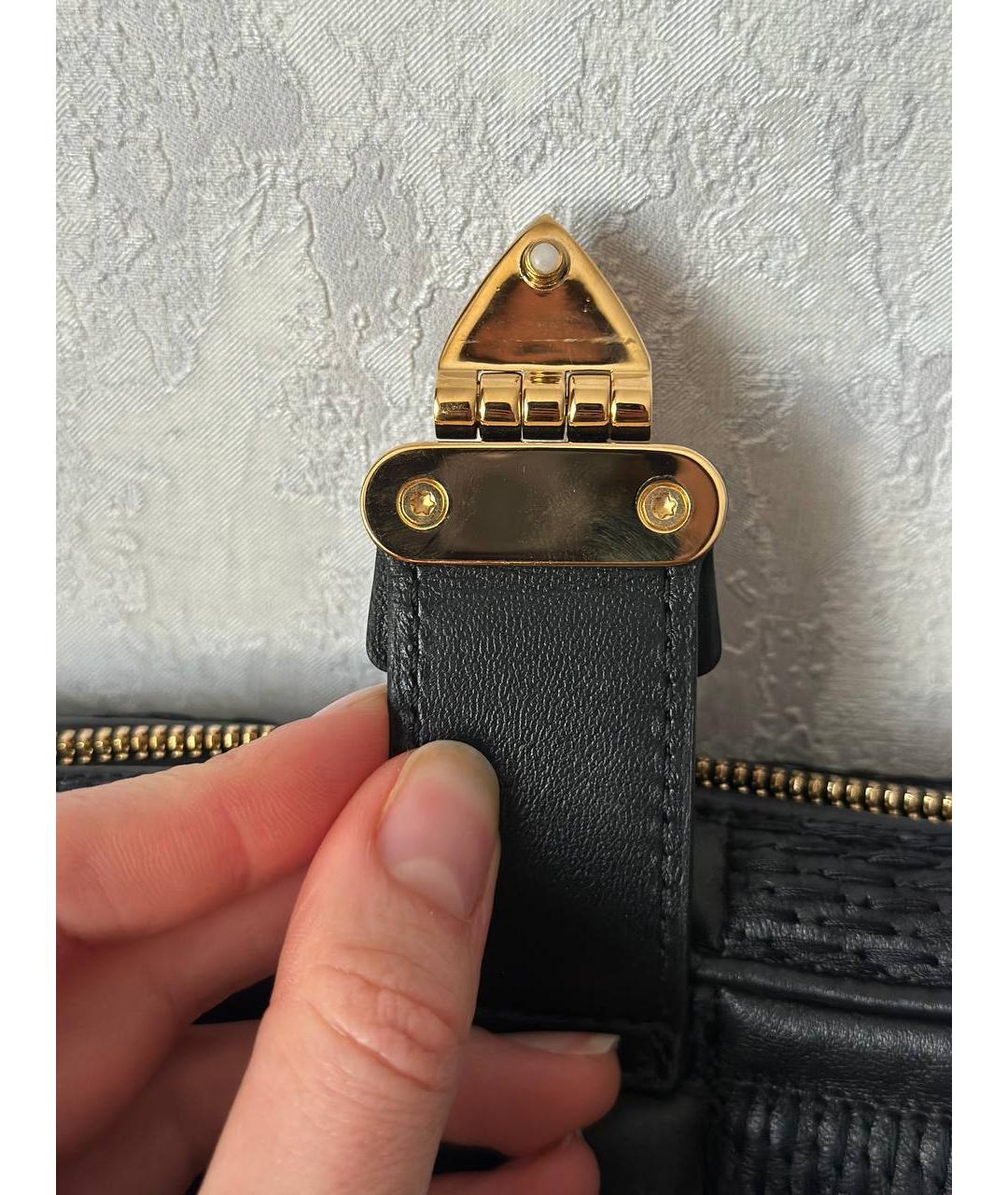 LOUIS VUITTON Черная кожаная сумка через плечо, фото 9