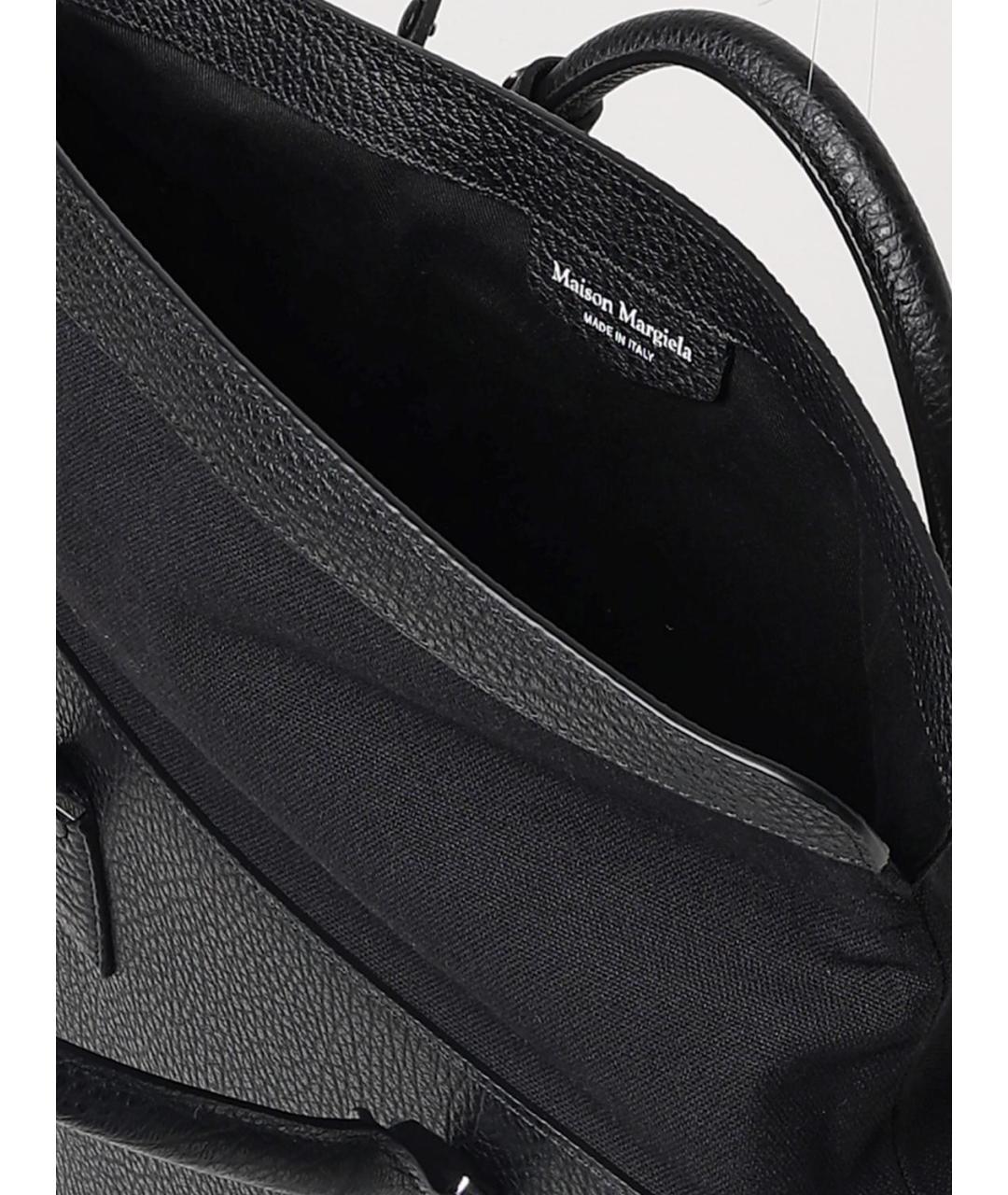 MAISON MARGIELA Черная кожаная сумка тоут, фото 5