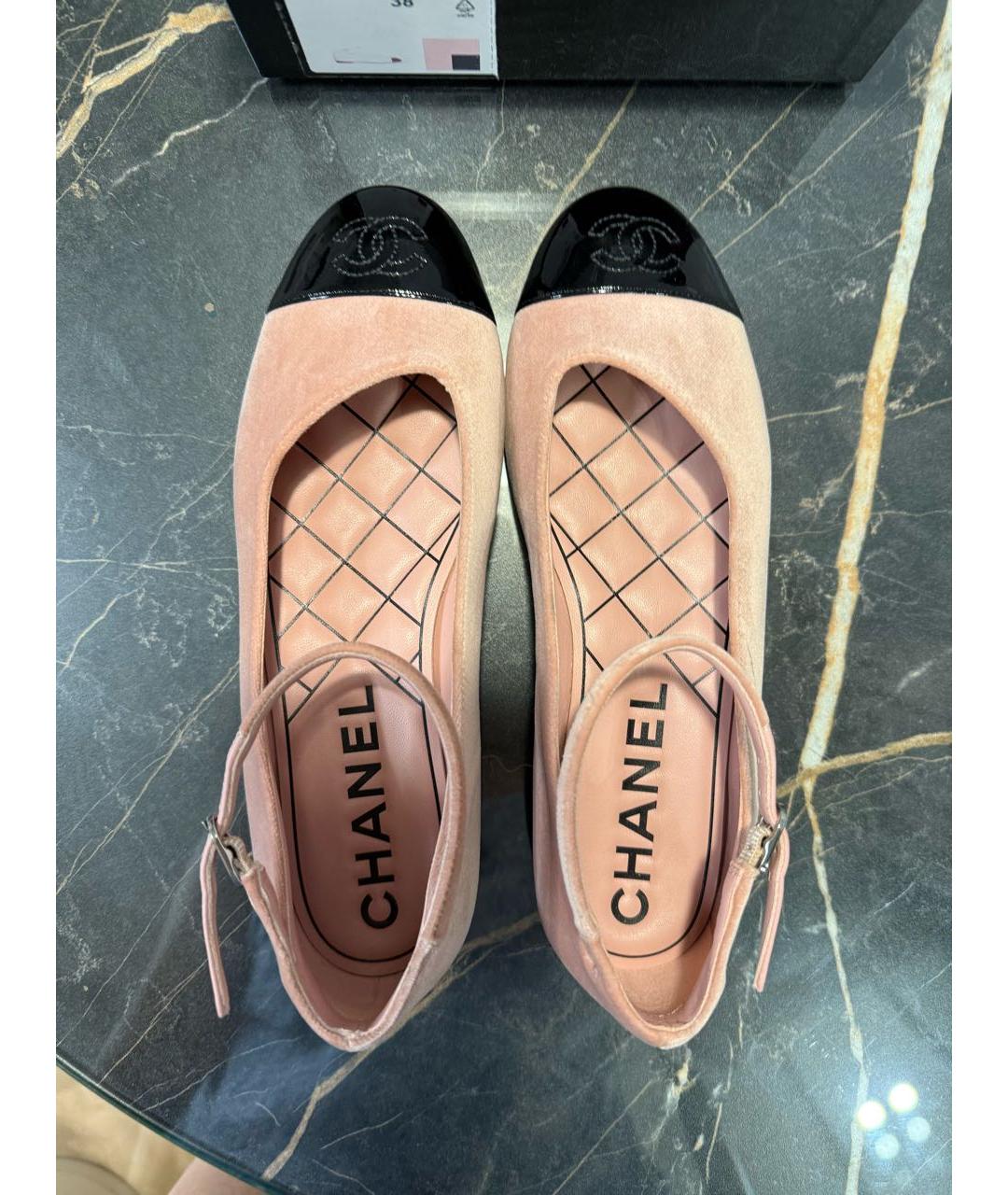 CHANEL Розовые текстильные балетки, фото 5