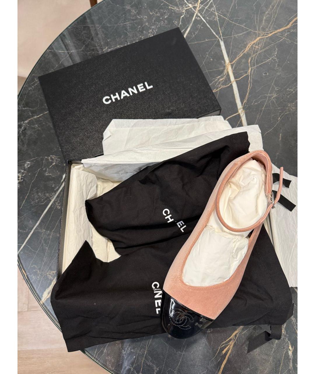 CHANEL Розовые текстильные балетки, фото 7