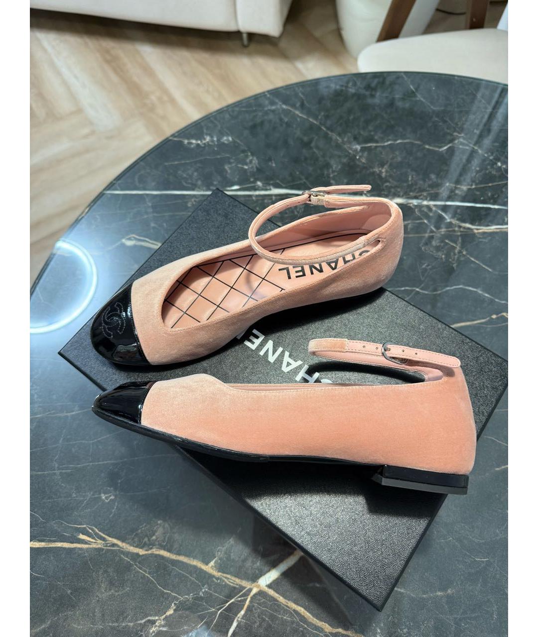 CHANEL Розовые текстильные балетки, фото 9