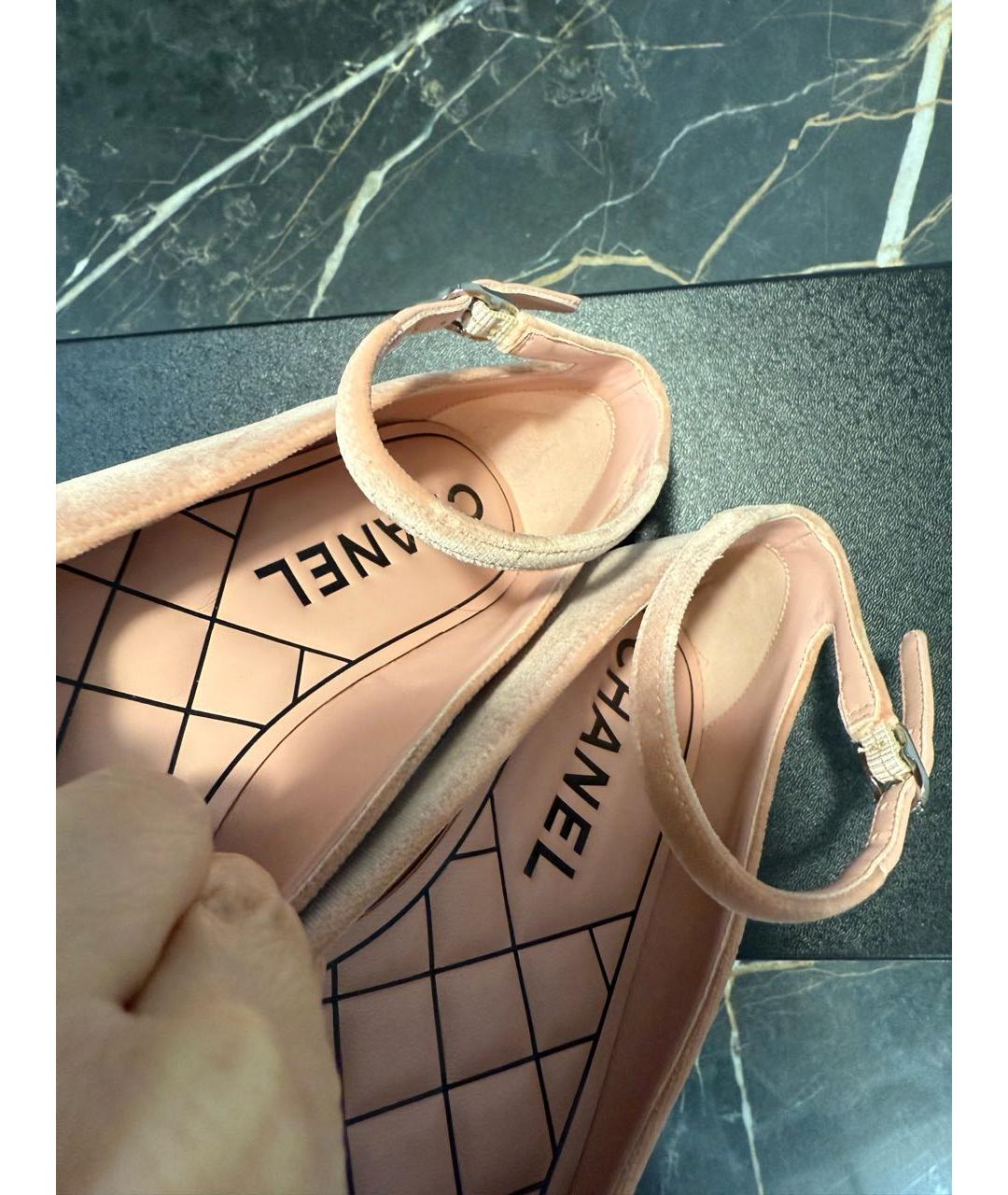 CHANEL Розовые текстильные балетки, фото 4
