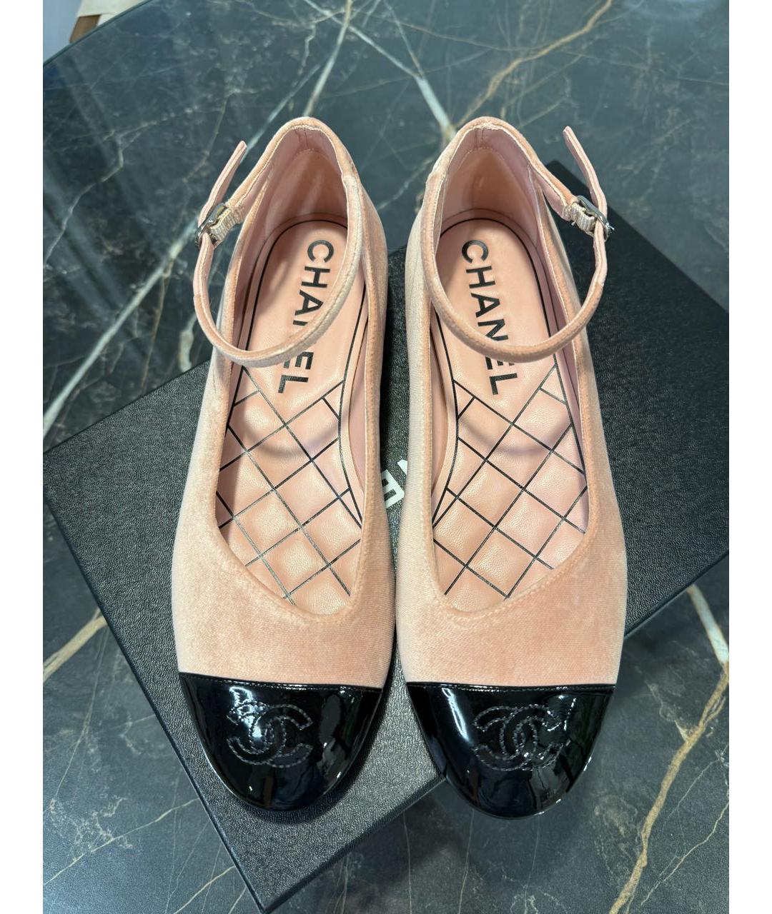CHANEL Розовые текстильные балетки, фото 3