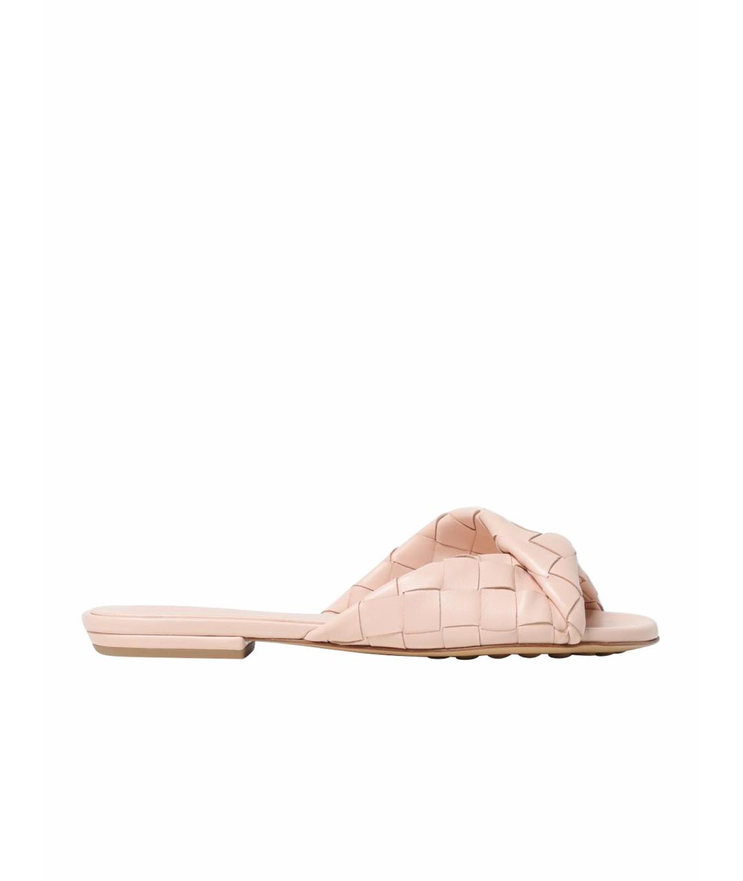BOTTEGA VENETA Розовые кожаные шлепанцы, фото 1