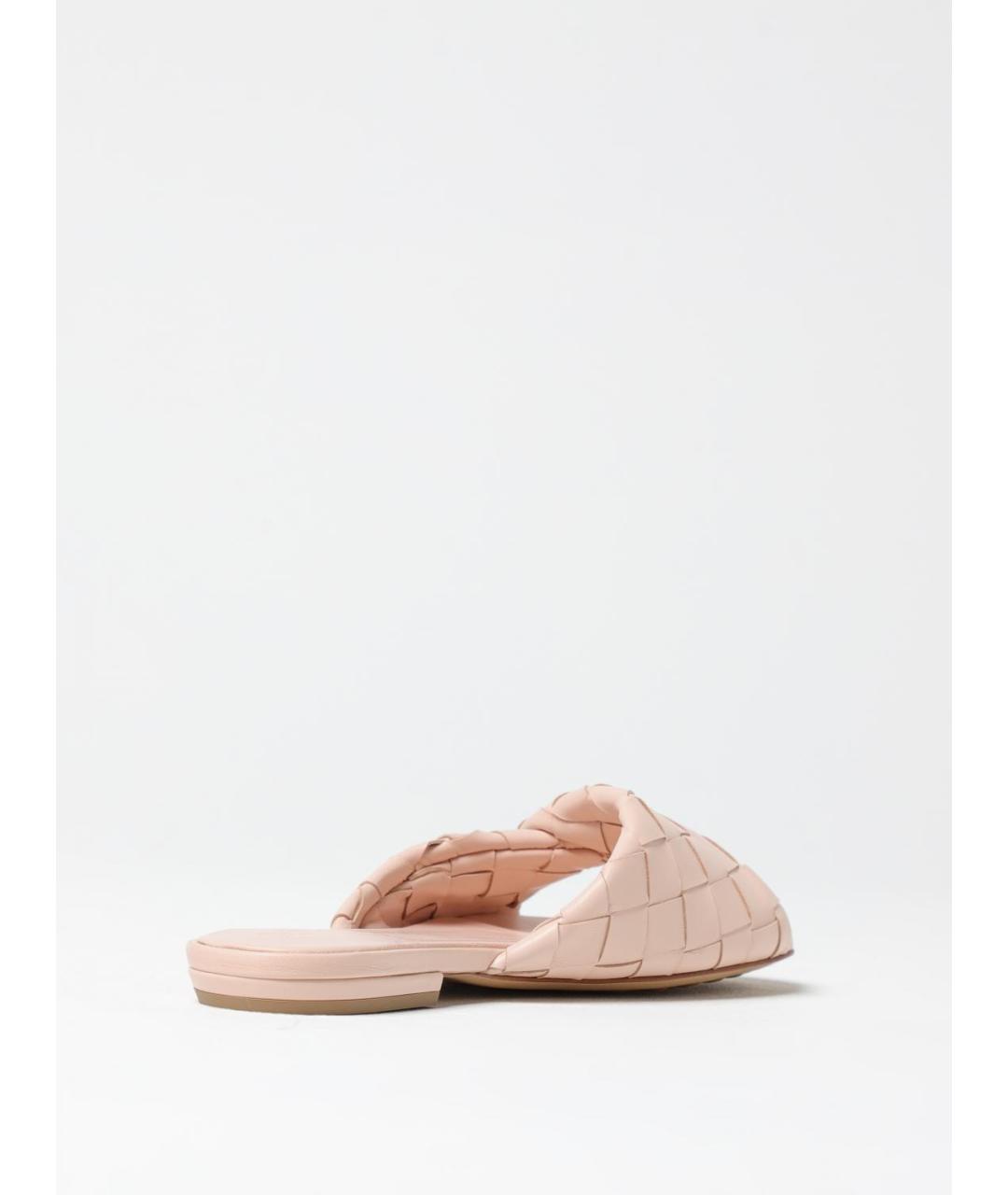 BOTTEGA VENETA Розовые кожаные шлепанцы, фото 3
