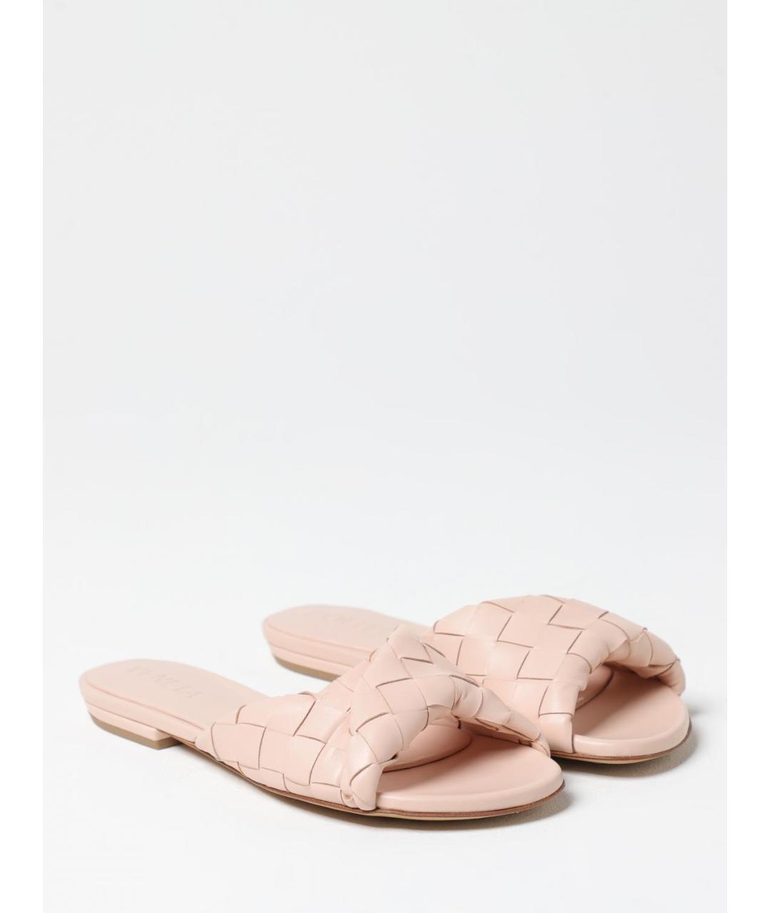 BOTTEGA VENETA Розовые кожаные шлепанцы, фото 2