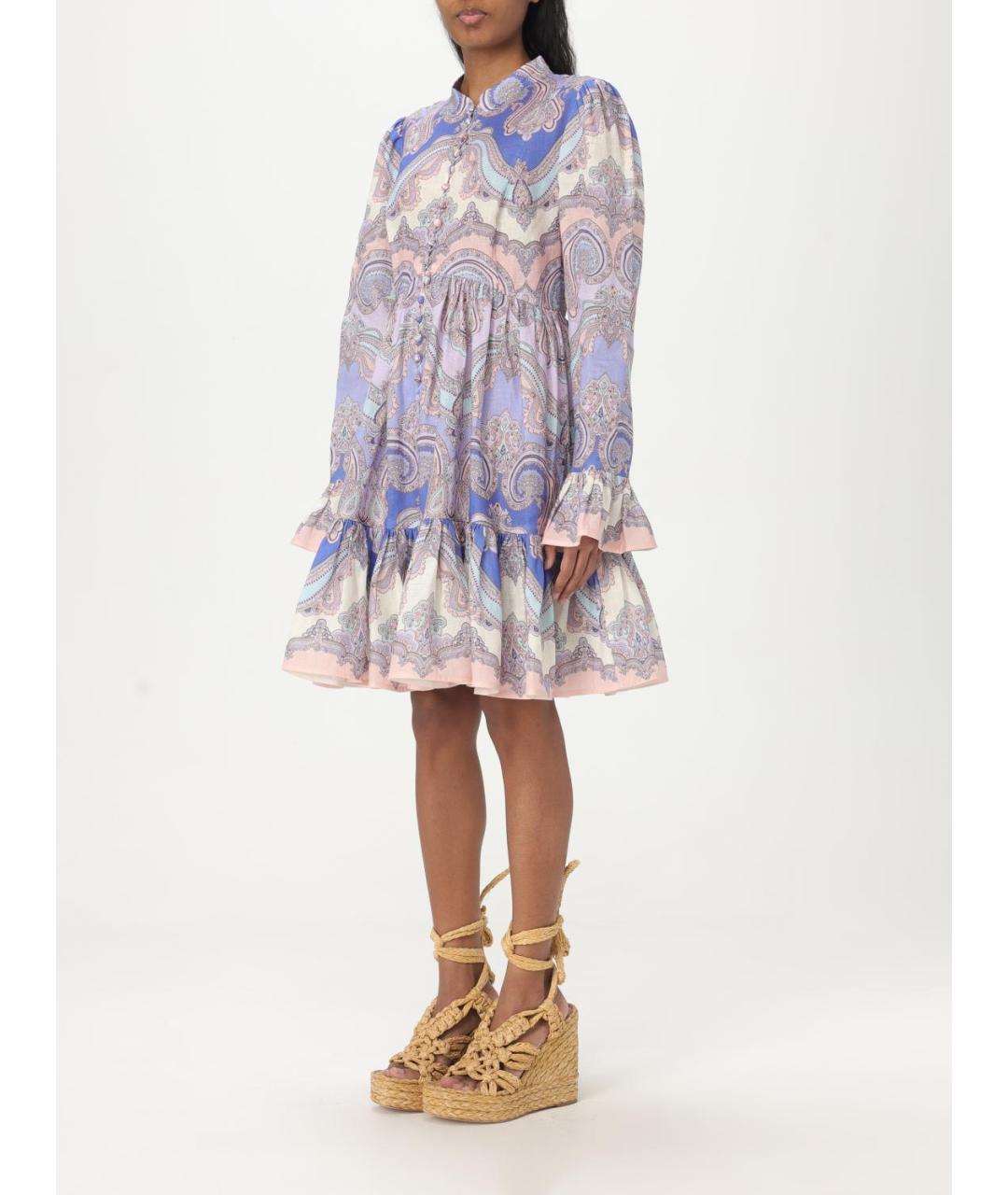 ZIMMERMANN Фиолетовое льняное повседневное платье, фото 4