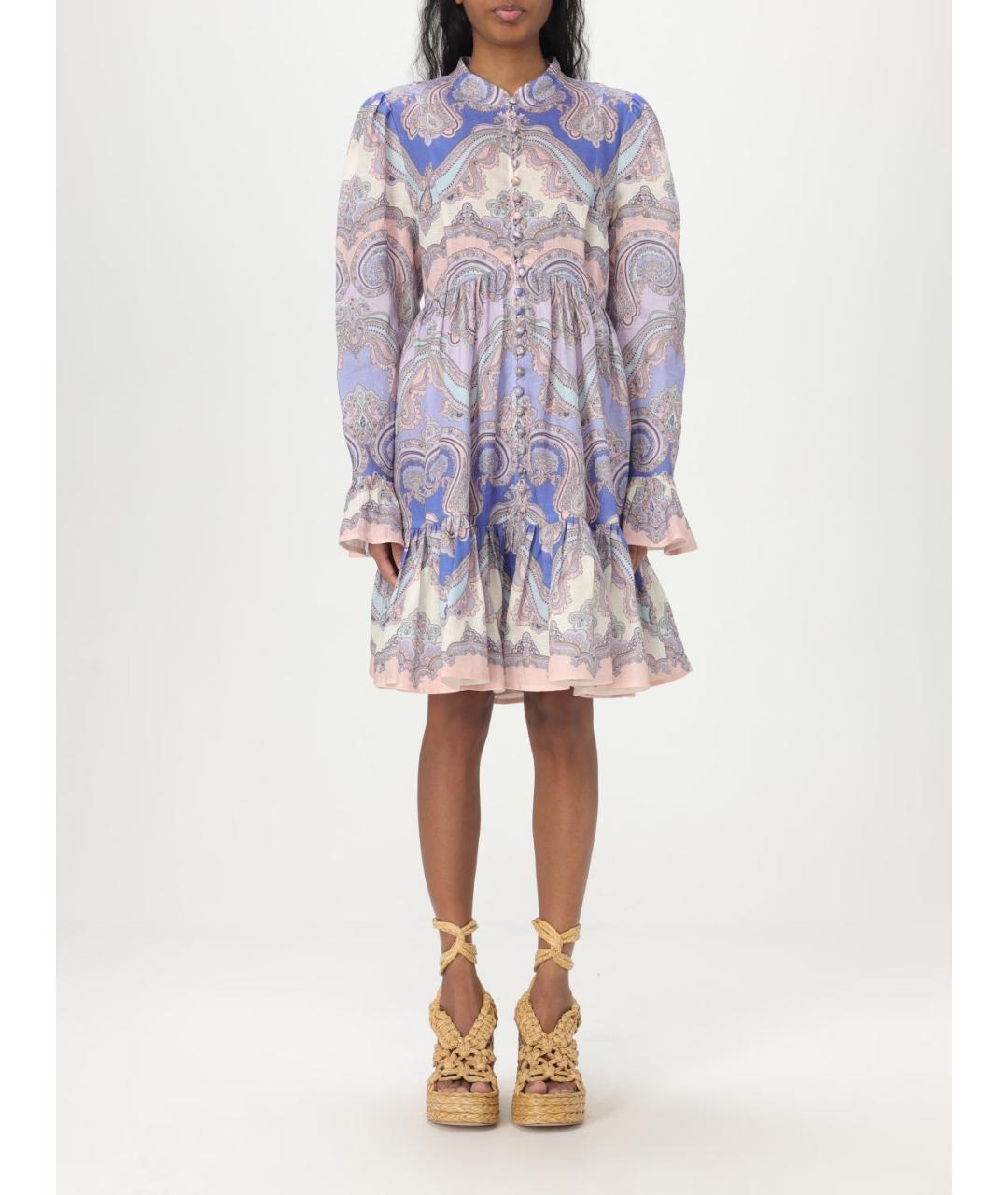 ZIMMERMANN Фиолетовое льняное повседневное платье, фото 2
