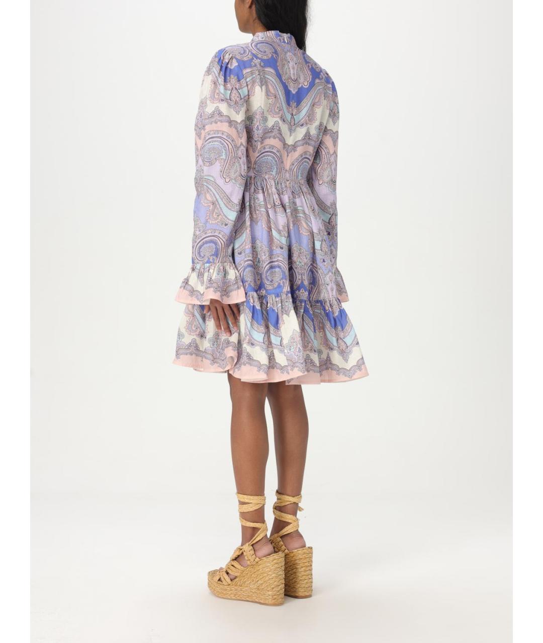 ZIMMERMANN Фиолетовое льняное повседневное платье, фото 3