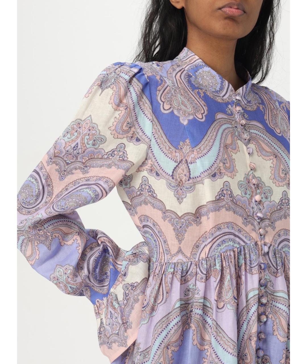 ZIMMERMANN Фиолетовое льняное повседневное платье, фото 5