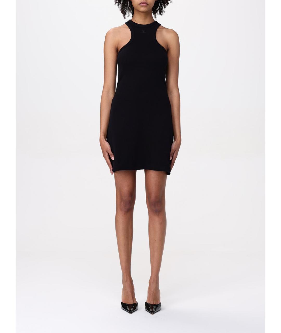 COURREGES Черное хлопковое повседневное платье, фото 2