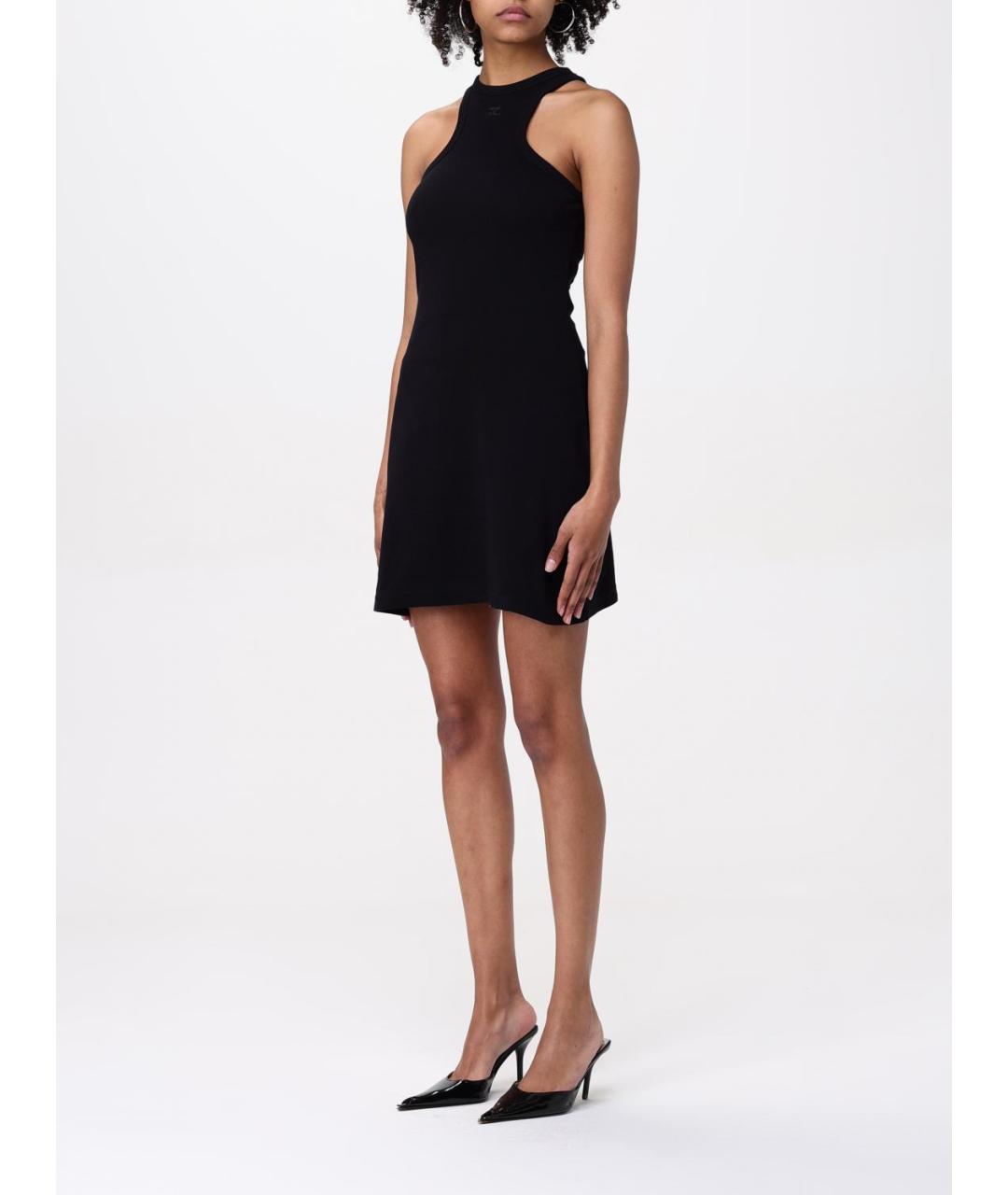 COURREGES Черное хлопковое повседневное платье, фото 4