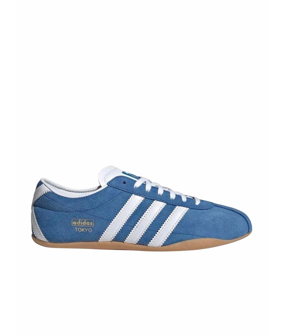 ADIDAS Голубые замшевые низкие кроссовки / кеды, фото 1